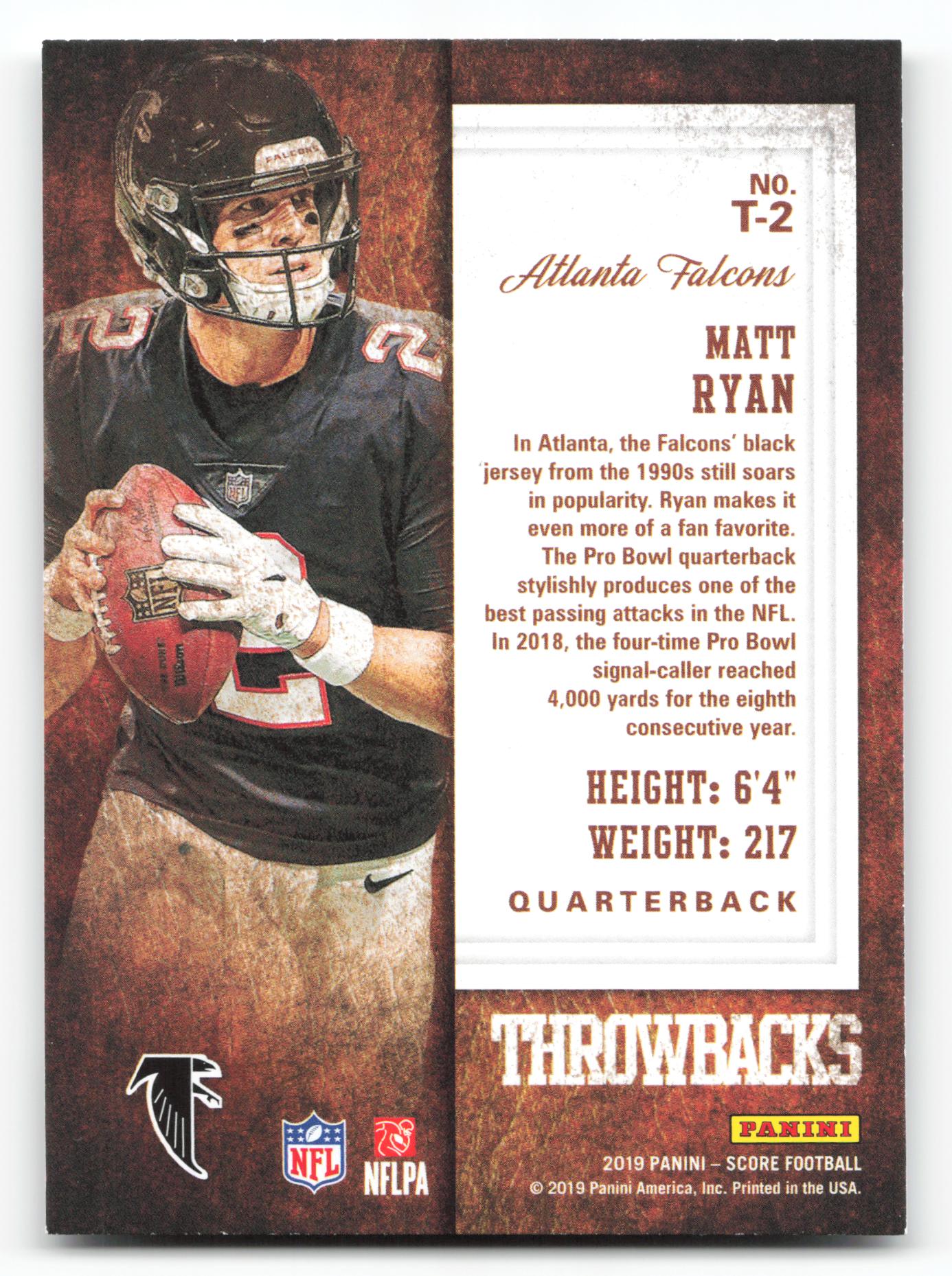 2019 Score #T-2 Matt Ryan Throwbacks