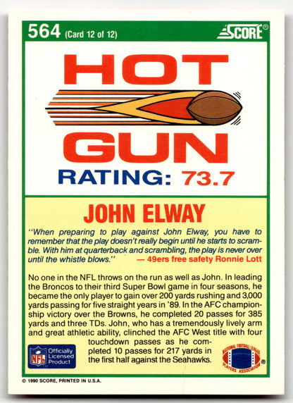 John Elway - #564 - 1990 Score - Score
