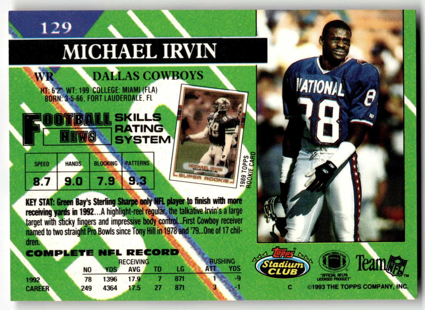 1993 Stadium Club #129 Michael Irvin Members Only