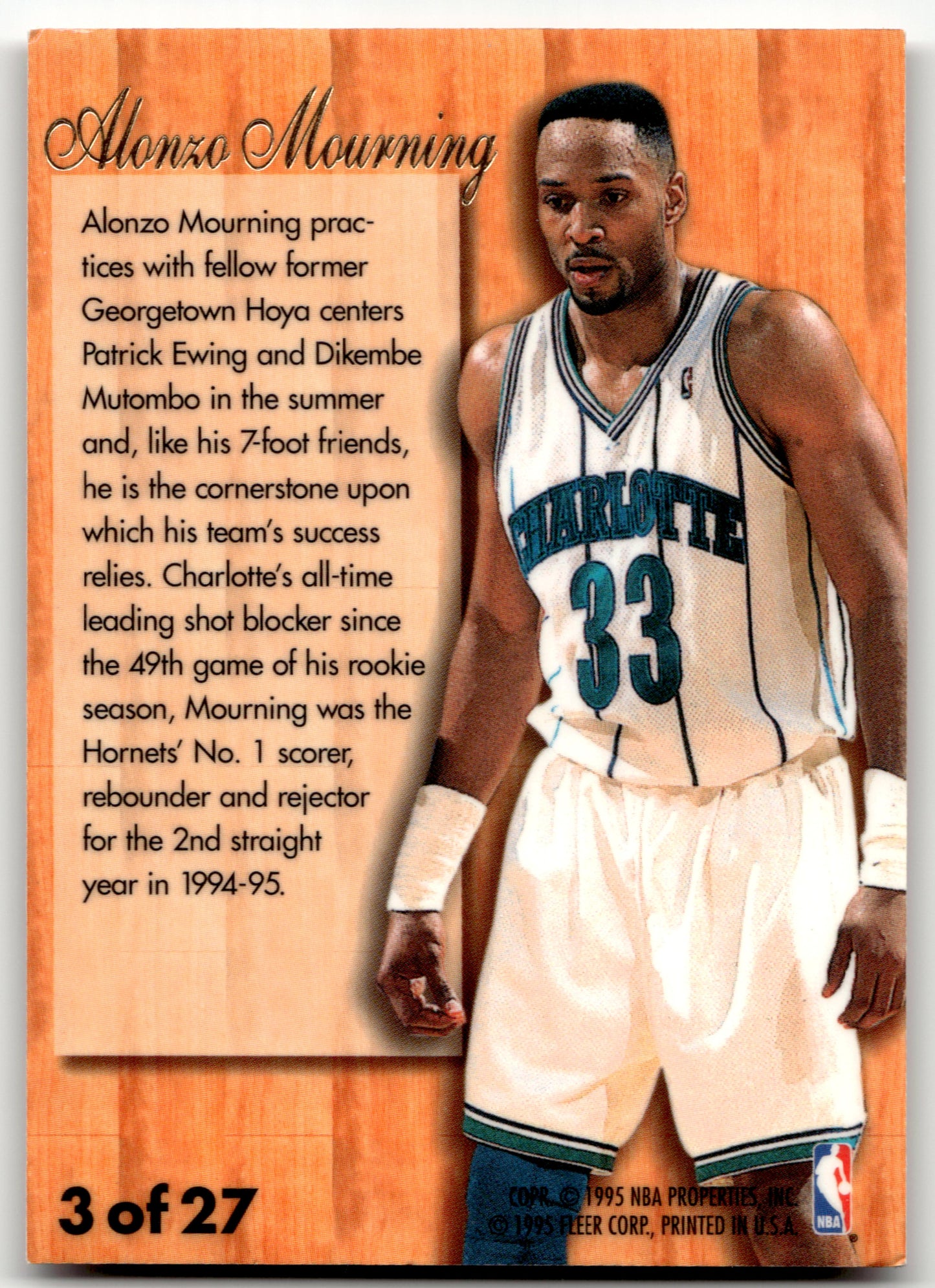 Alonzo Mourning - #3 - 1995-96 Fleer - Fleer