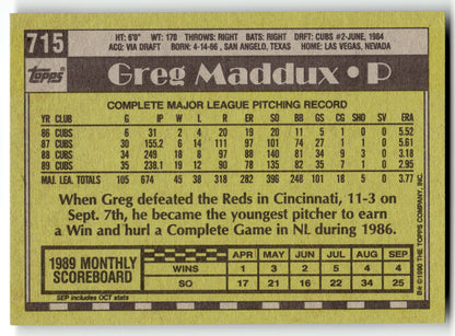 Greg Maddux - #715 - 1990 Topps - Topps