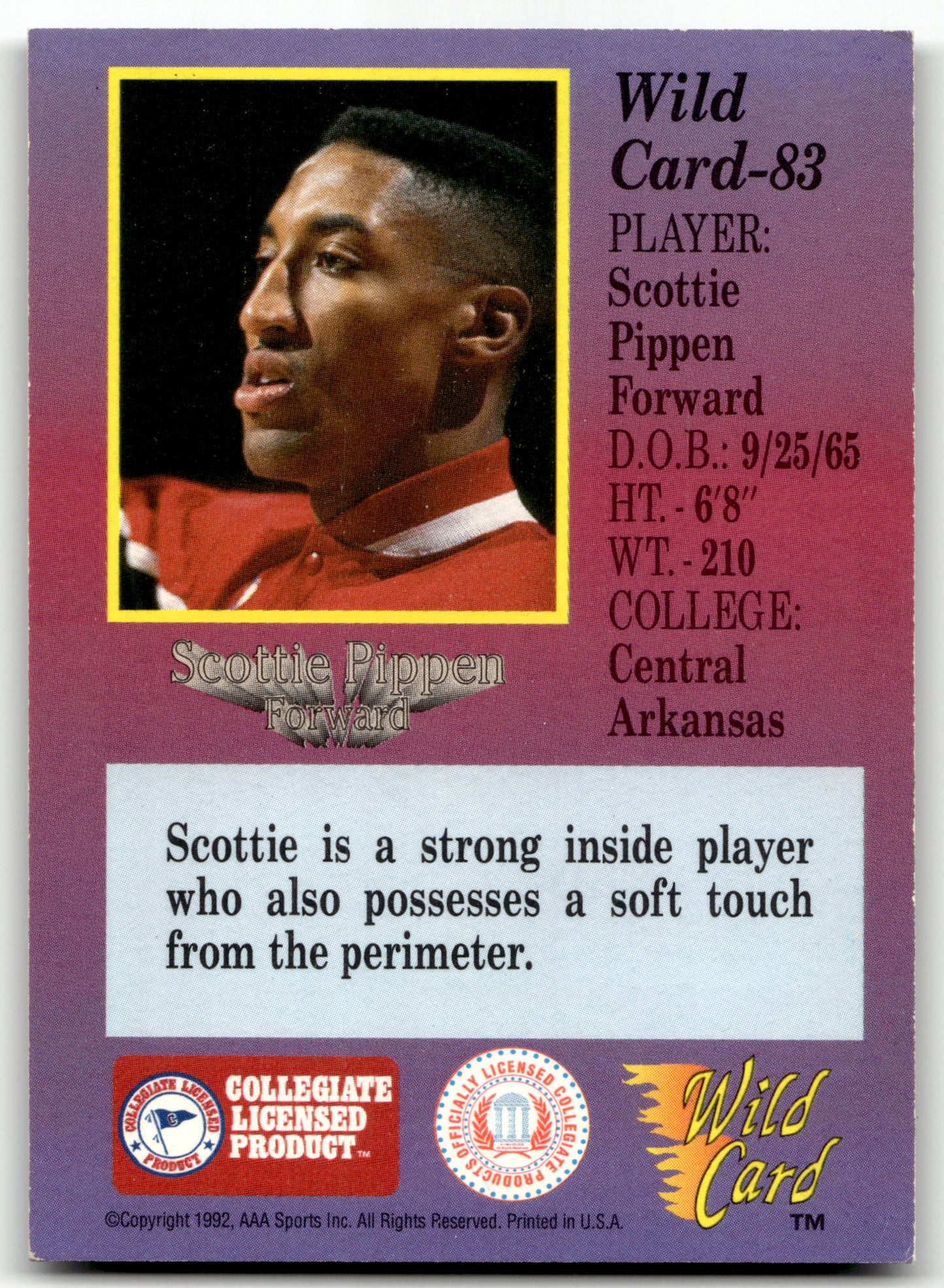 Scottie Pippen - #83 - 1991-92 Wild Card -
