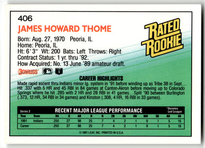 Jim Thome - #406 - 1992 Donruss - Donruss