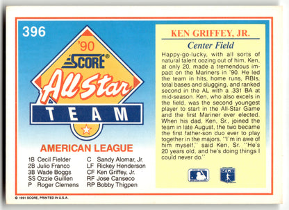 Ken Griffey, Jr. - #396 - 1991 Score - Score