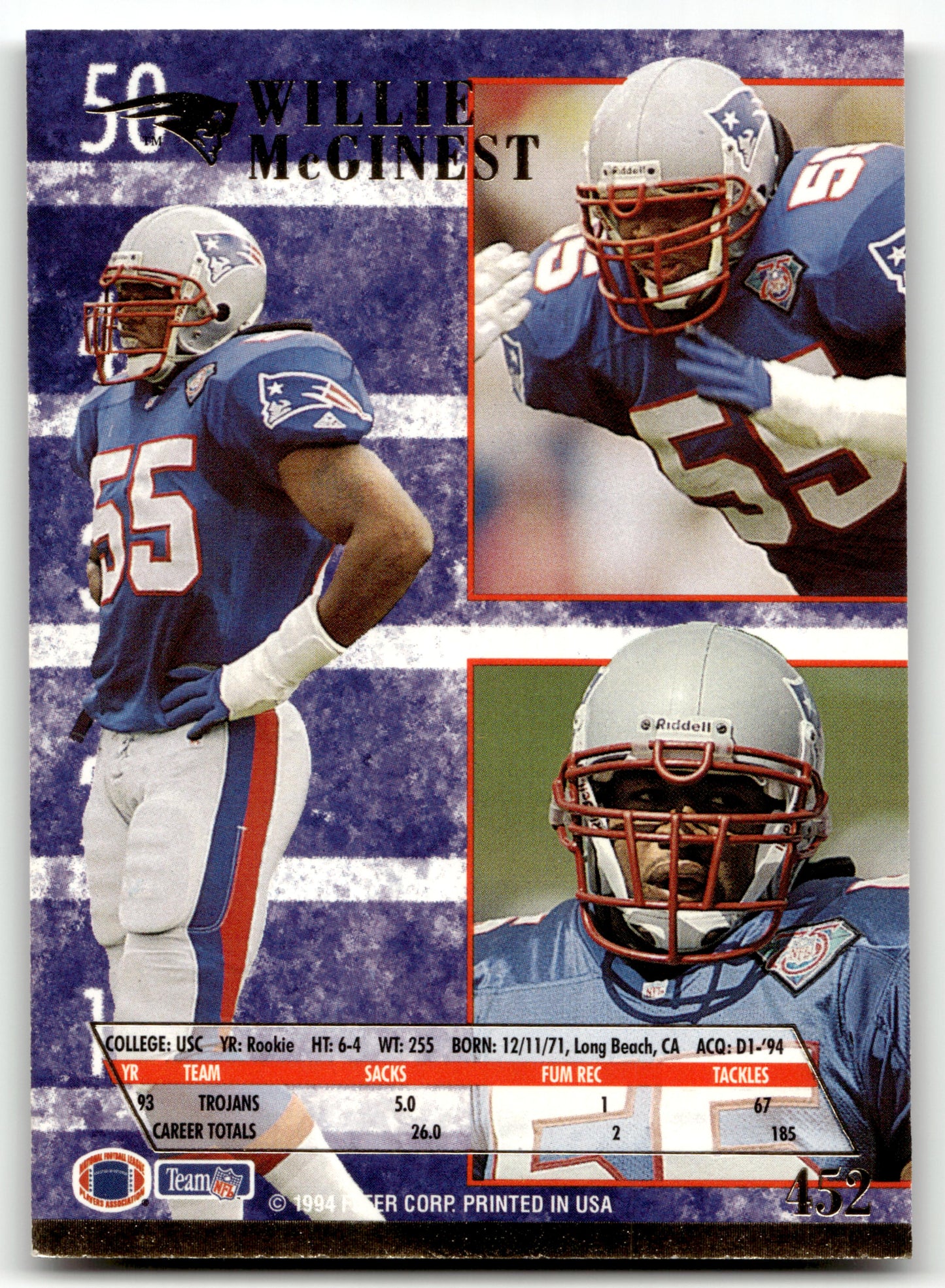 Willie McGinest - #452 - 1994 Ultra -