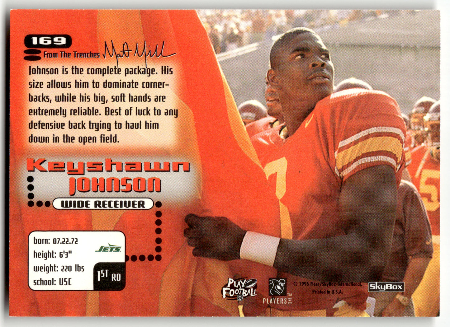Keyshawn Johnson - #169 - 1996 SkyBox Impact -