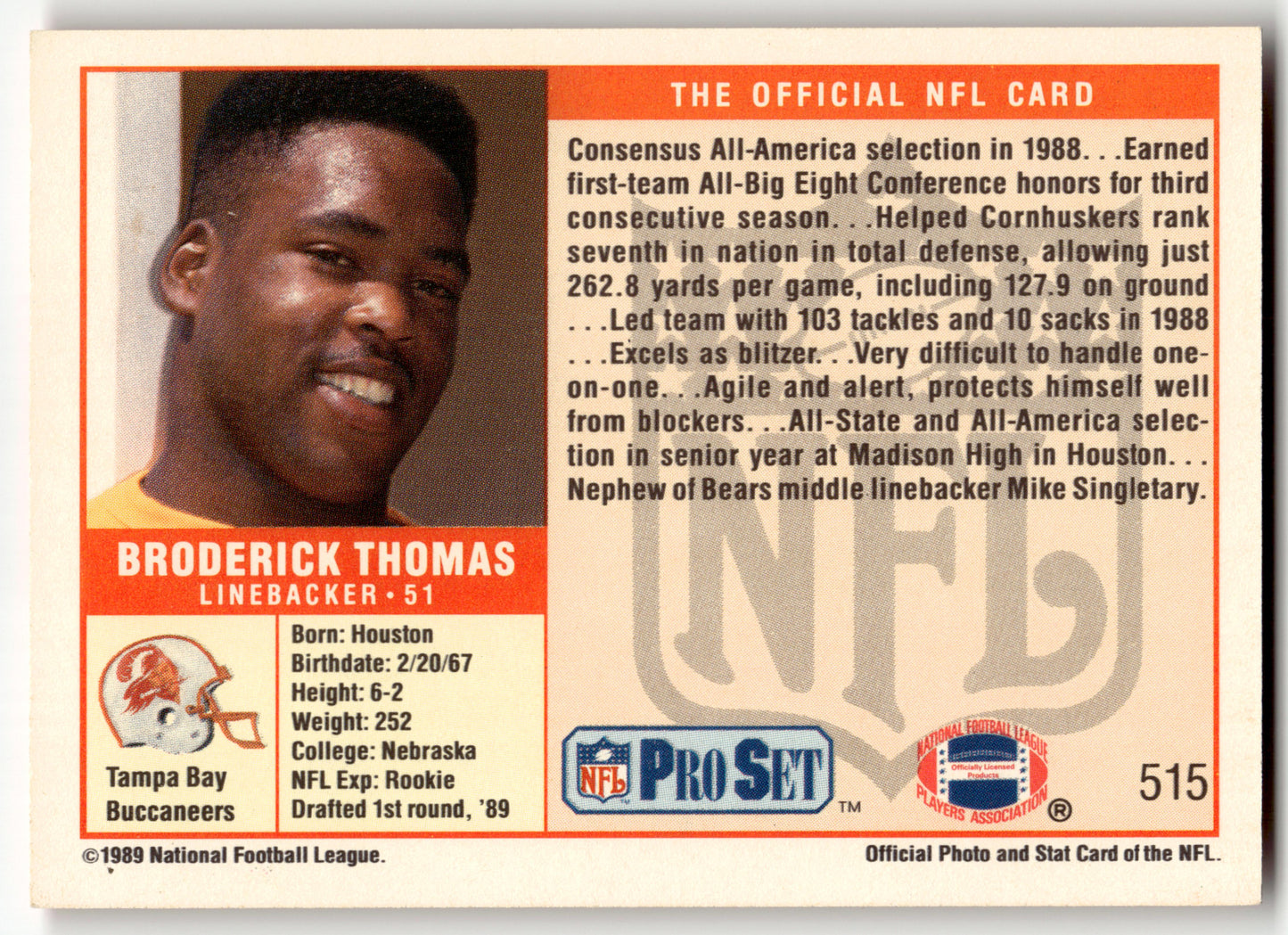 Broderick Thomas - #515 - 1989 Pro Set -