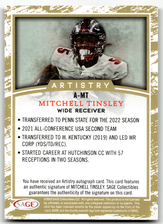 Mitchell Tinsley - #A-MT - 2022 SAGE Artistry - Sage