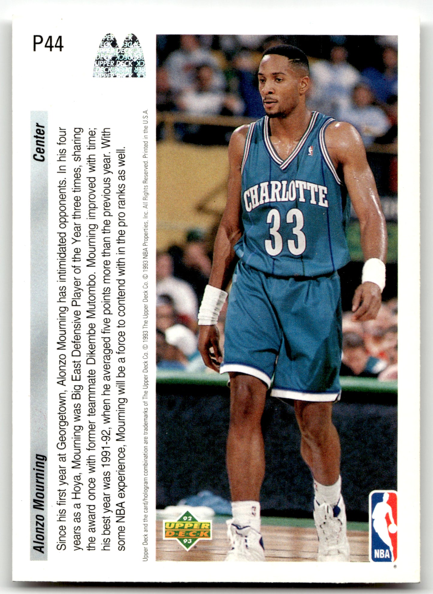 Alonzo Mourning - #P44 - 1992-93 Upper Deck McDonald's - Upper Deck
