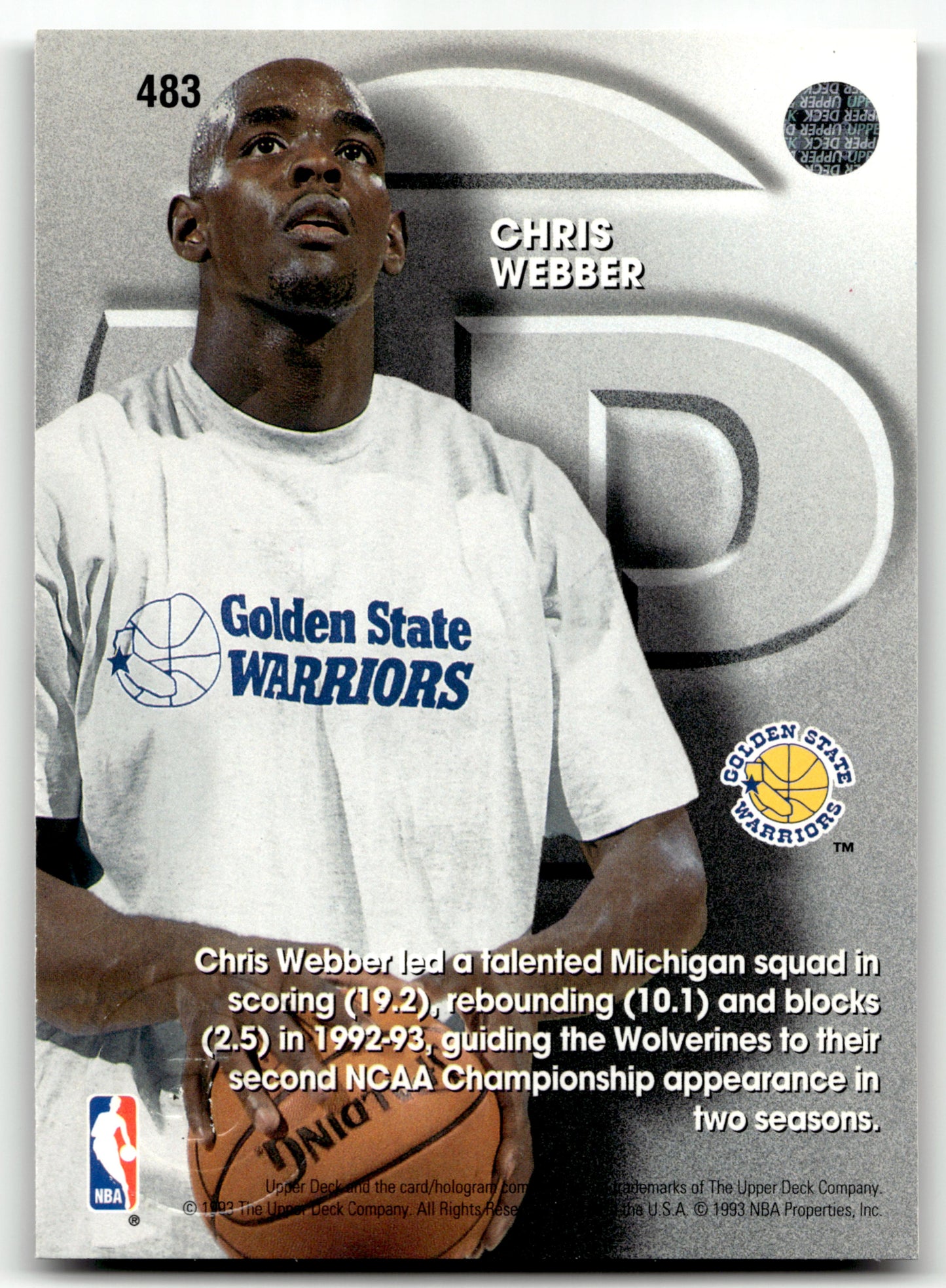 Chris Webber - #483 - 1993-94 Upper Deck - Upper Deck