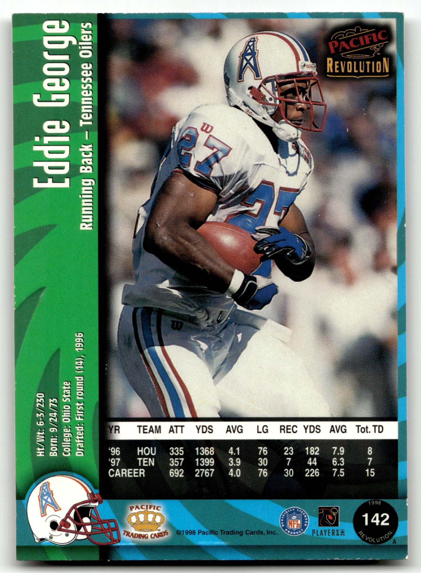 Eddie George - #142 - 1998 Pacific Revolution -