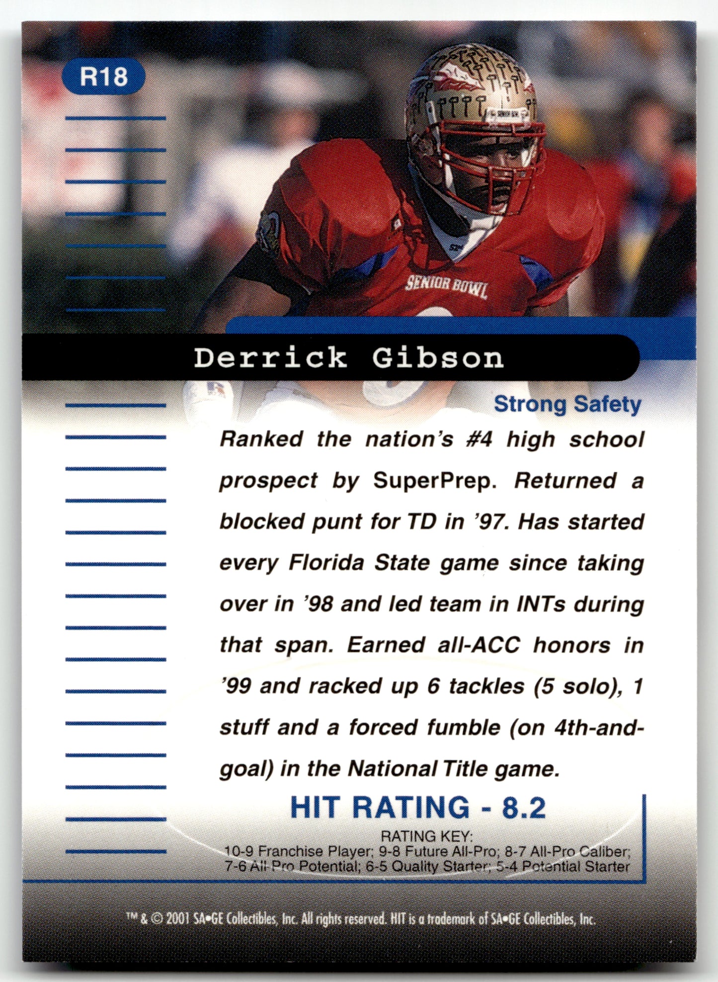 Derrick Gibson - #R18 - 2001 SAGE HIT - Sage