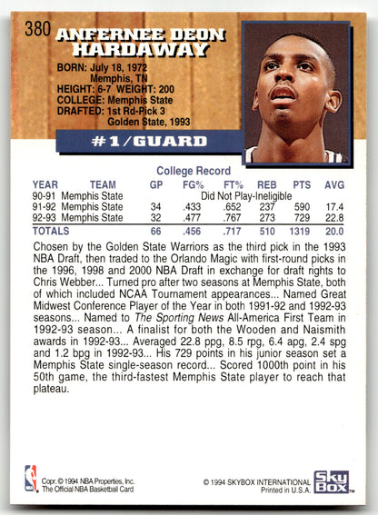 Anfernee Hardaway - #380 - 1993-94 Hoops -