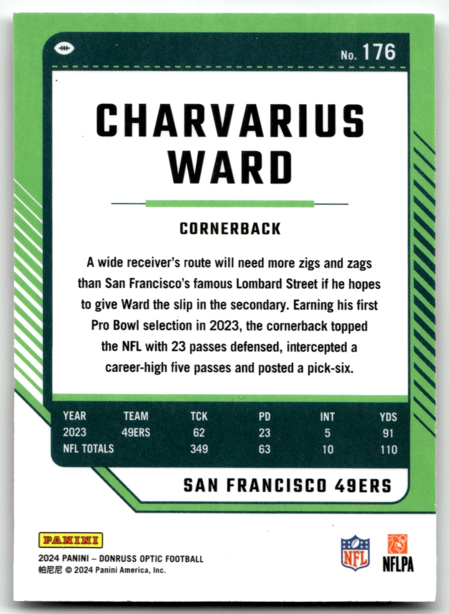 Charvarius Ward - #176 - 2024 Donruss Optic - Optic