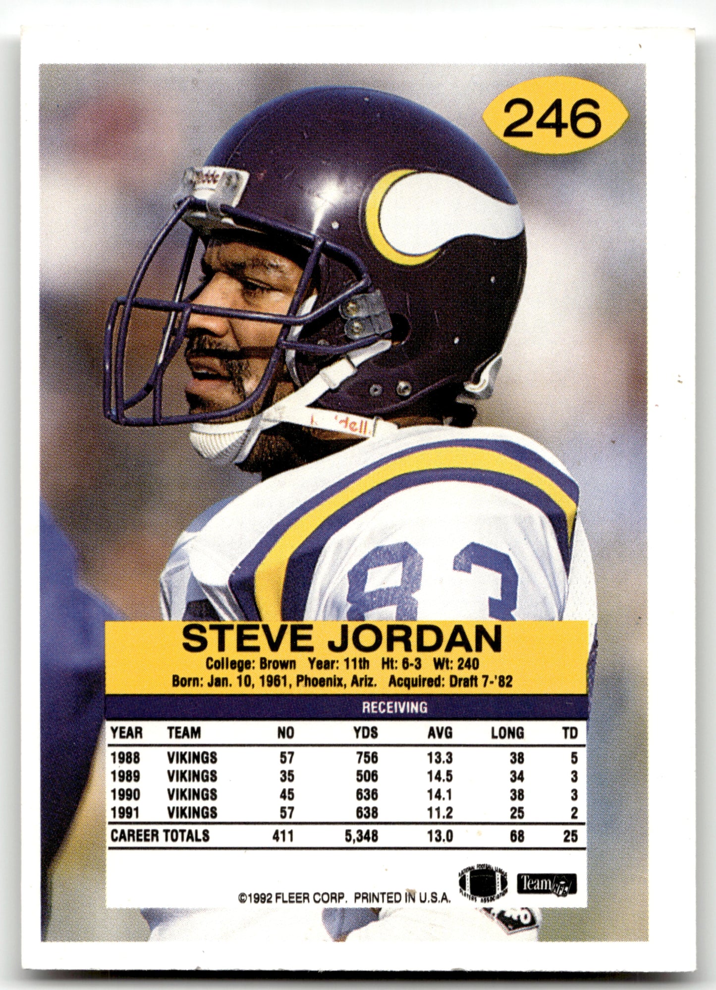 Steve Jordan - #246 - 1992 Fleer - Fleer