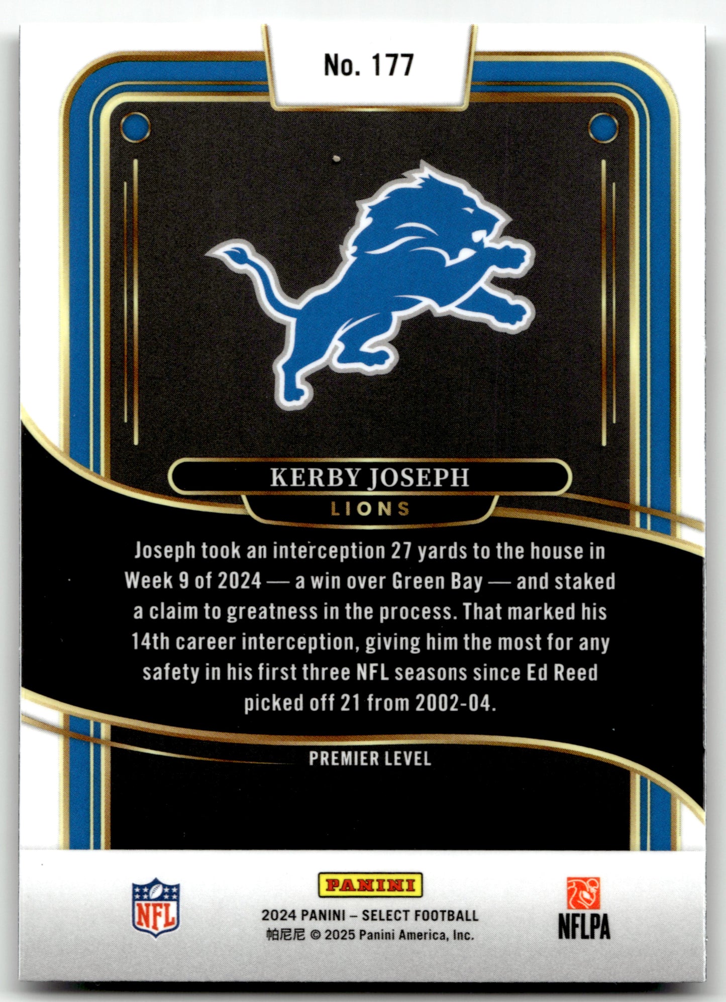 Kerby Joseph - #177 - 2024 Panini Select - Panini