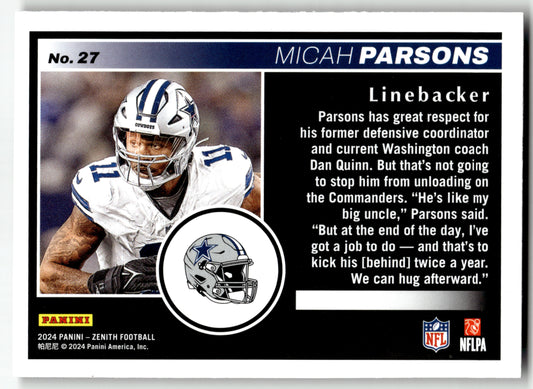 Micah Parsons - #27 - 2024 Panini Zenith - Panini