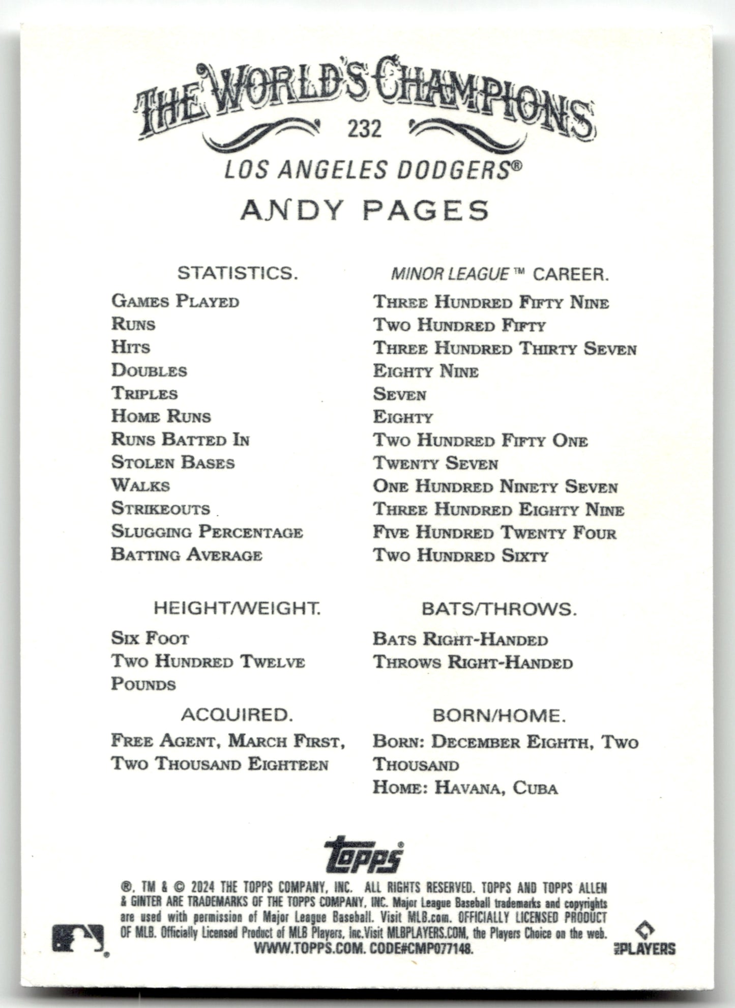 Andy Pages - #232 - 2024 Topps Allen & Ginter - Topps