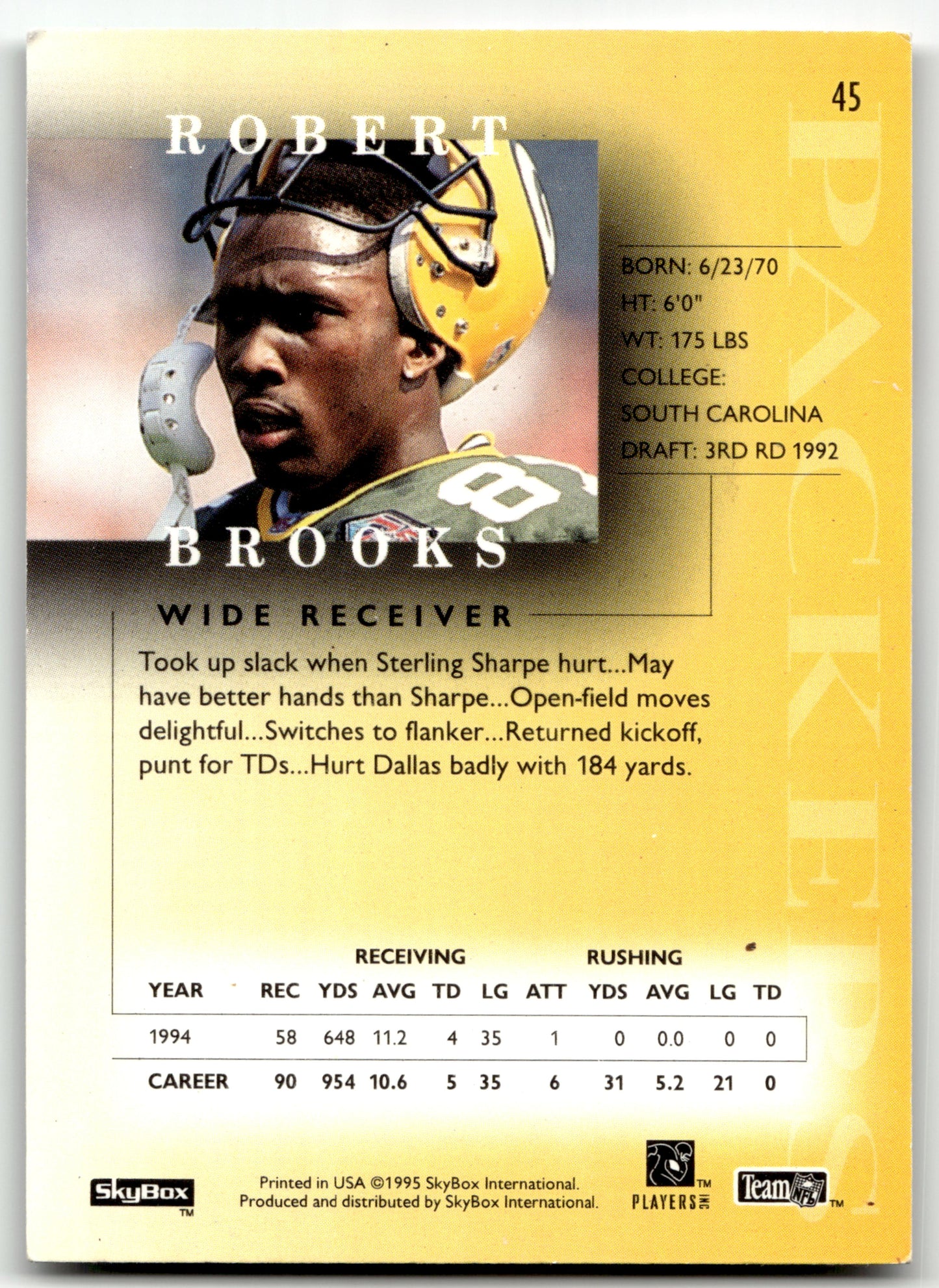 Robert Brooks - #45 - 1995 SkyBox Premium -