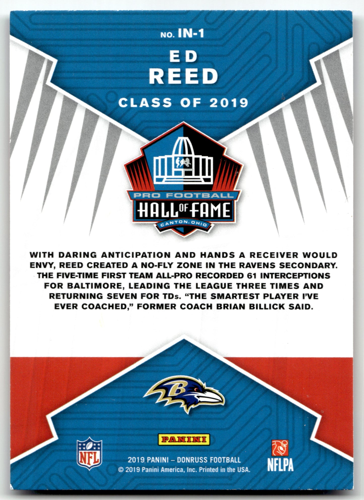 Ed Reed - #IN-1 - 2019 Donruss - Donruss