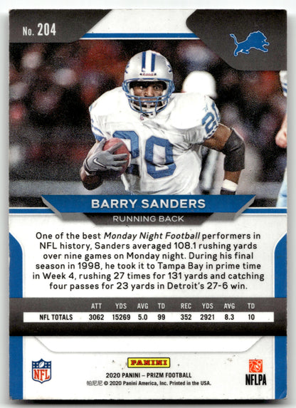 Barry Sanders - #204 - 2020 Panini Prizm - Panini