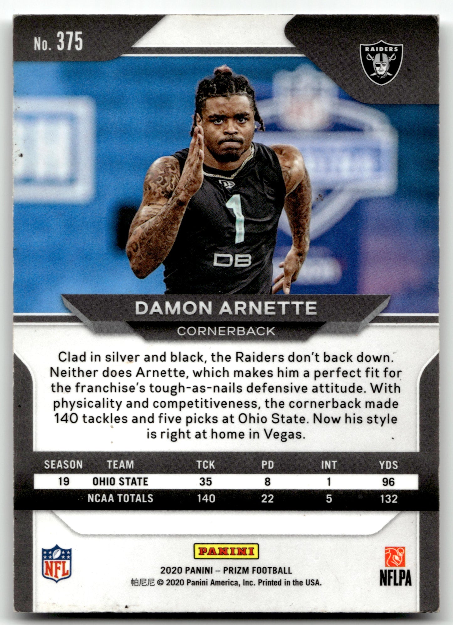 Damon Arnette - #375 - 2020 Panini Prizm - Prizm