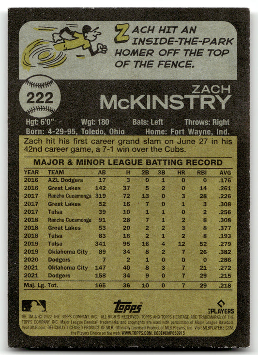 Zach McKinstry - #222 - 2022 Topps Heritage - Topps