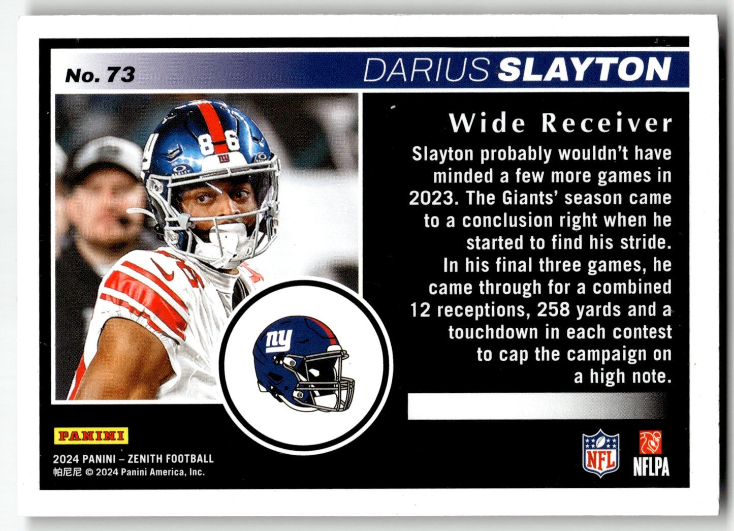 Darius Slayton - #73 - 2024 Panini Zenith - Panini