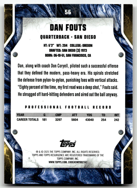 Dan Fouts - #56 - 2024 Topps Resurgence - Topps