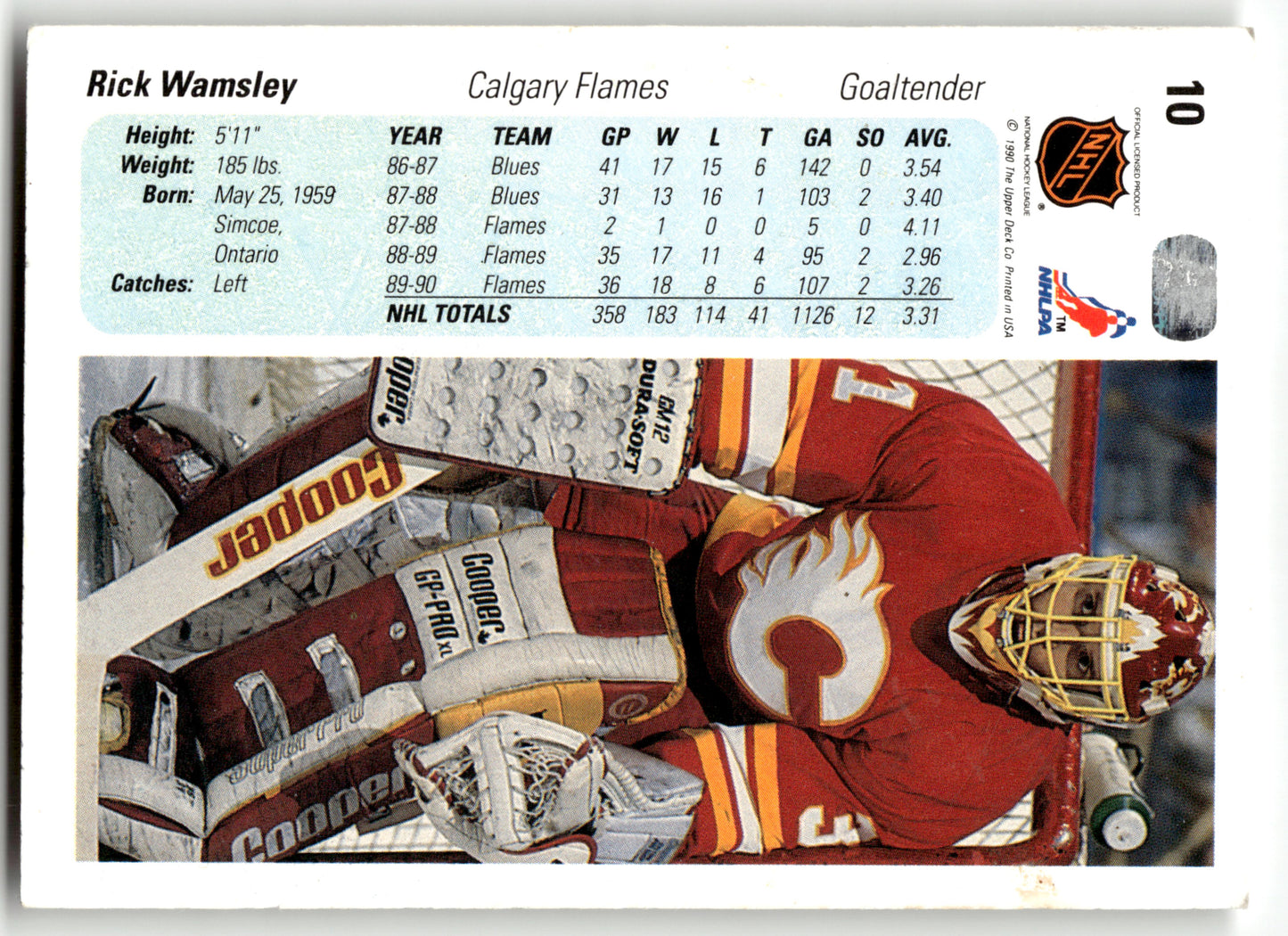 Rick Wamsley - #10b - 1990-91 Upper Deck - Upper Deck