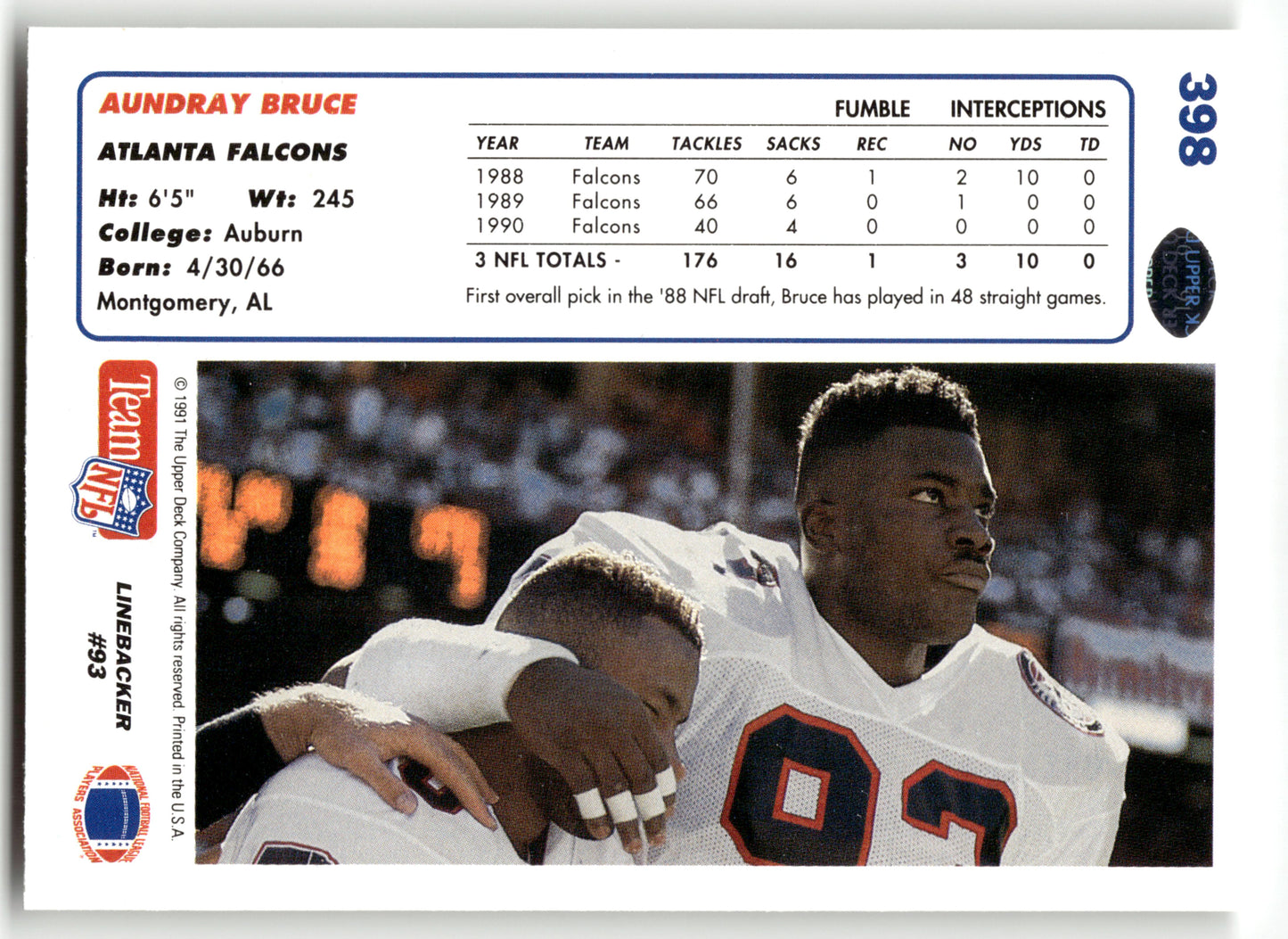 Aundray Bruce - #398 - 1991 Upper Deck - Upper Deck