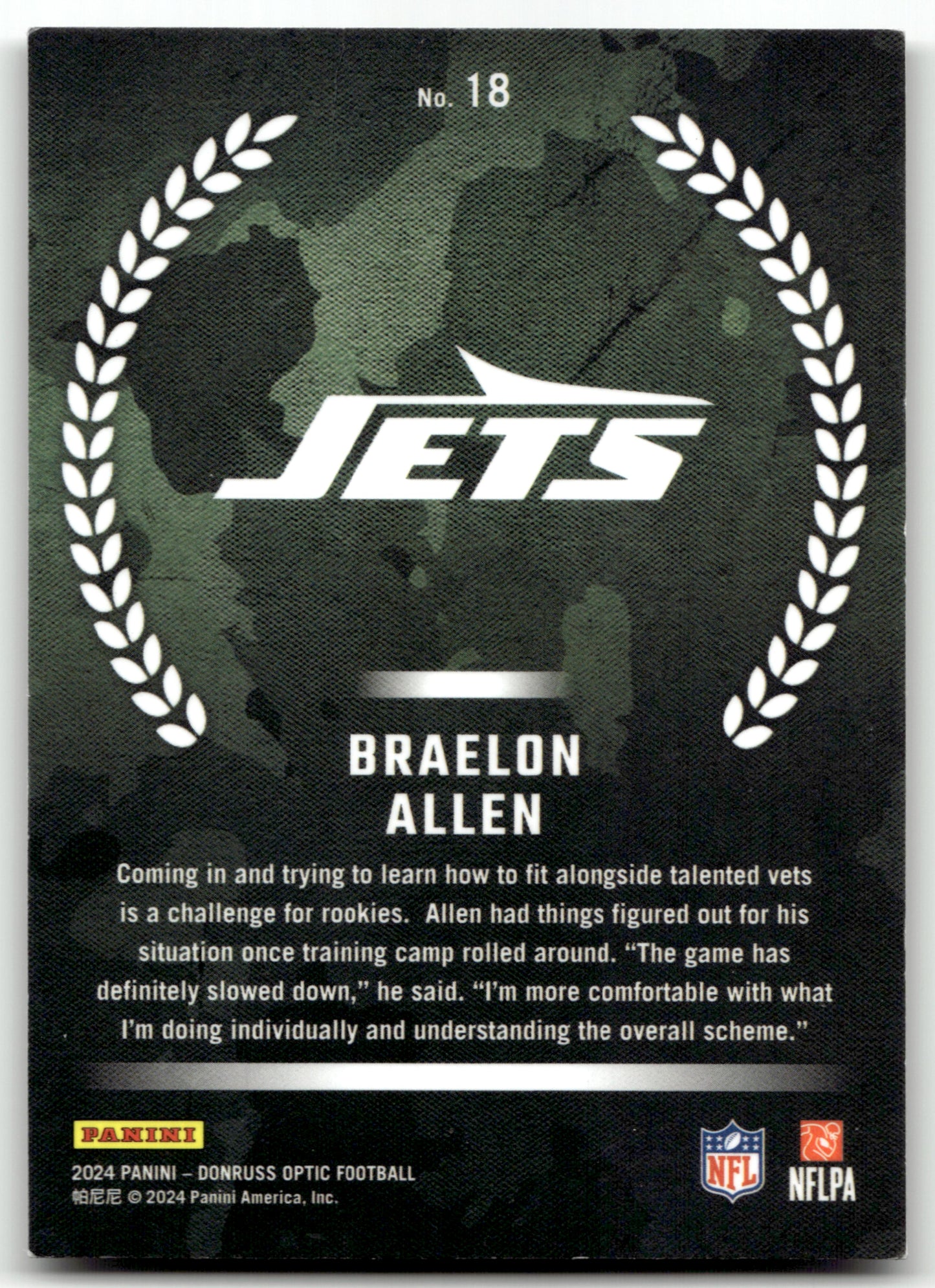 Braelon Allen - #18 - 2024 Donruss Optic - Optic