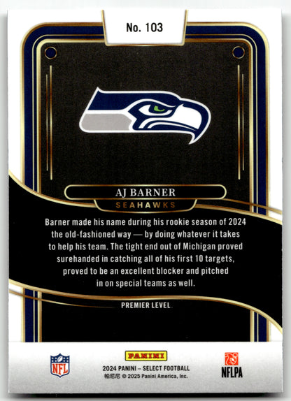 AJ Barner - #103 - 2024 Panini Black - Panini