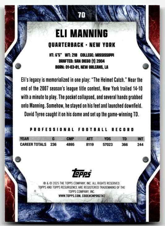 Eli Manning - #70 - 2024 Topps Resurgence - Topps