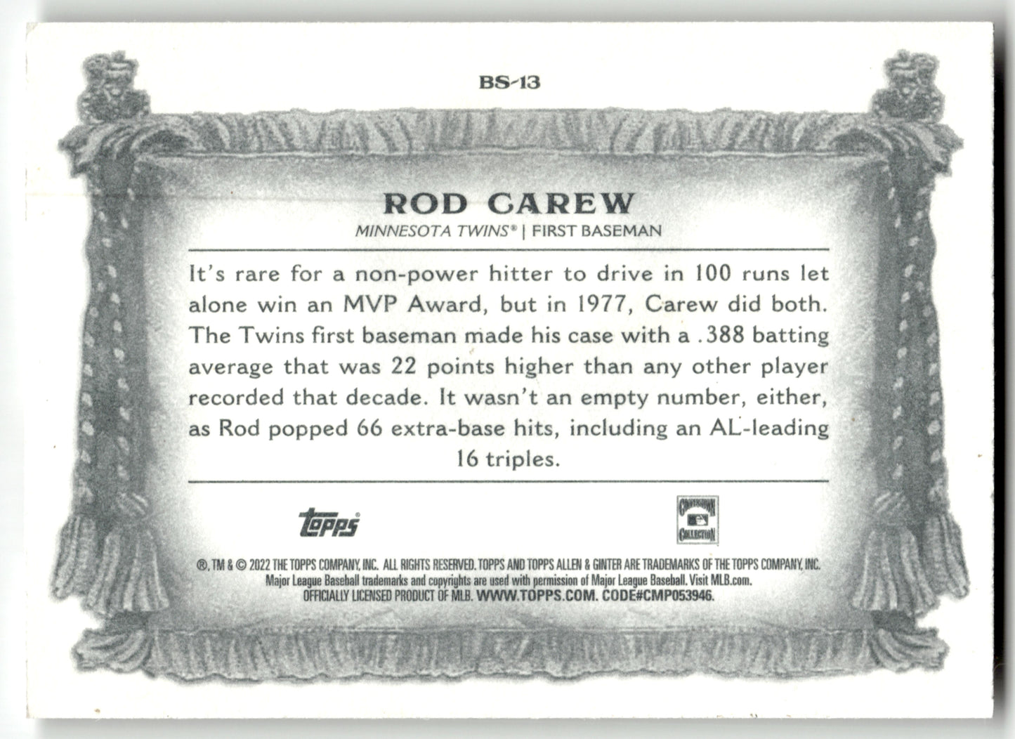 Rod Carew - #BS-13 - 2022 Topps Allen & Ginter - Topps