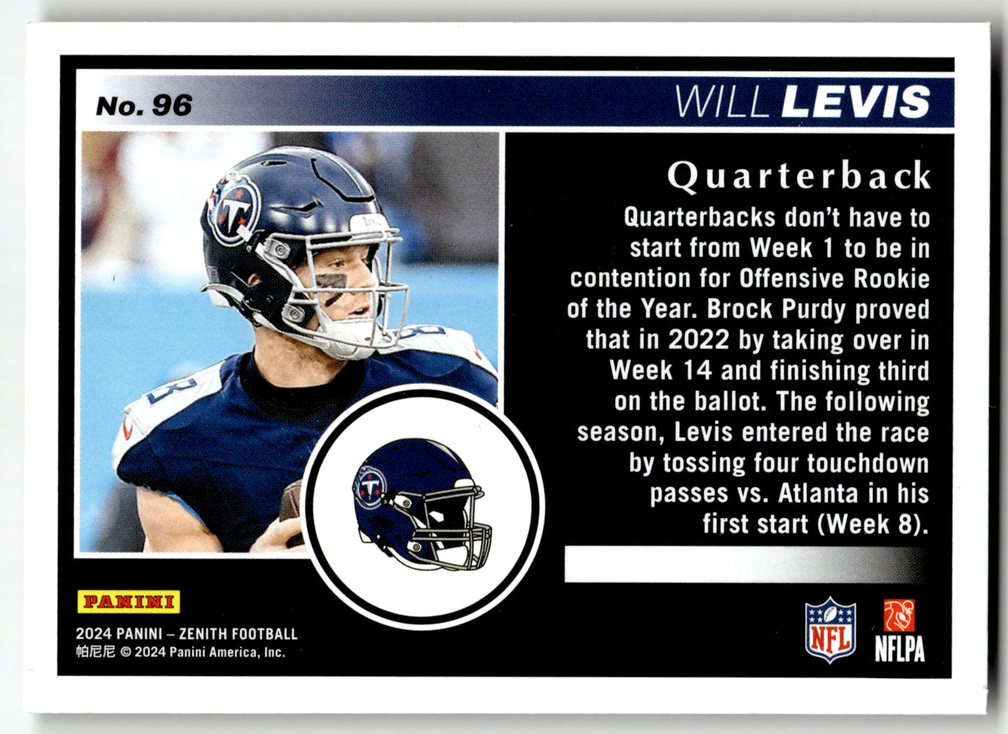 Will Levis - #96 - 2024 Panini Zenith - Panini