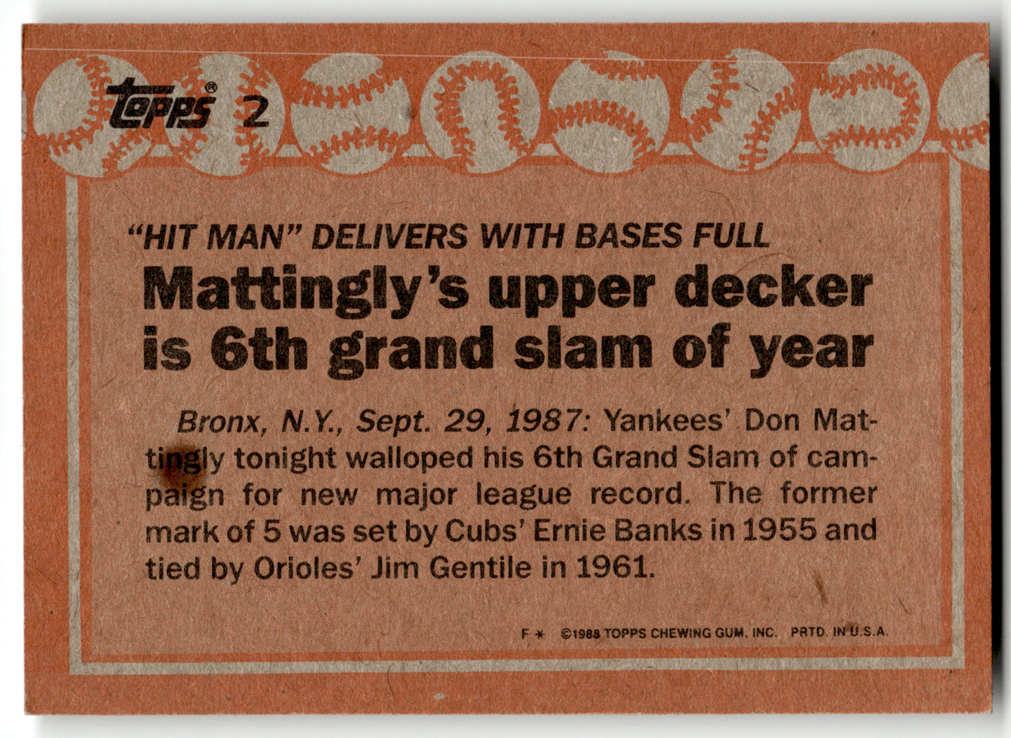 Don Mattingly - #2 - 1988 Topps - Topps