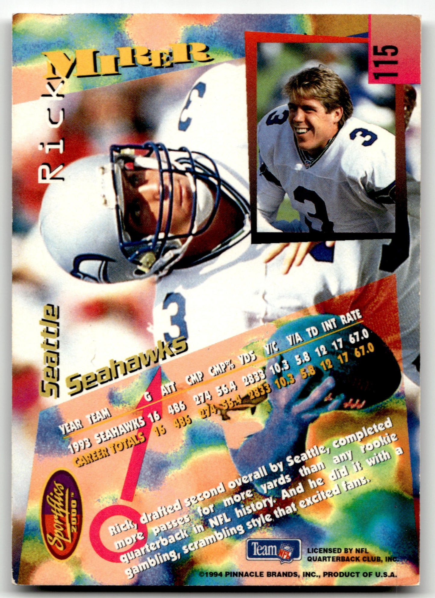 Rick Mirer - #115 - Lenticular - 1994 Sportflics