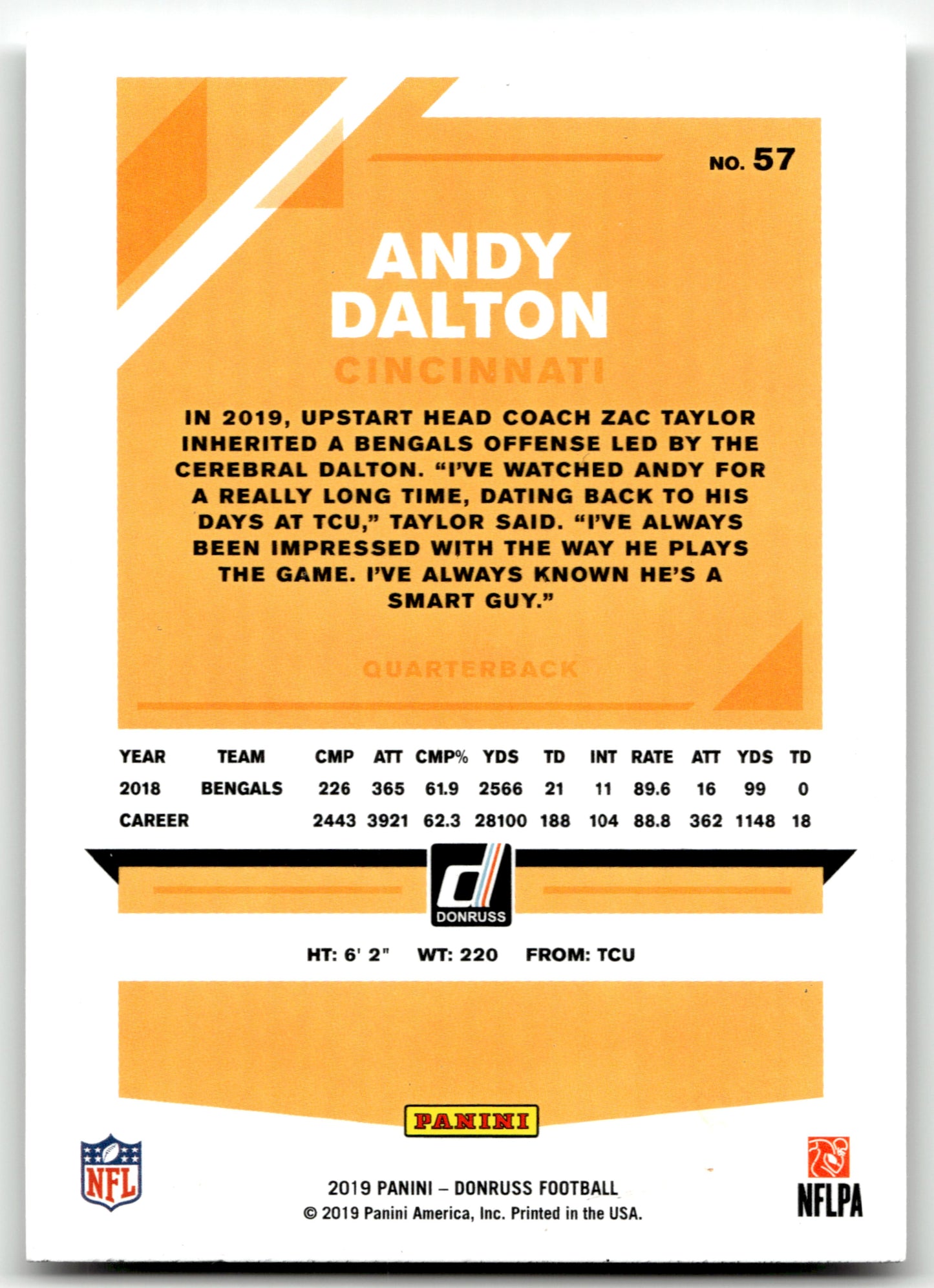 Andy Dalton - #57 - 2019 Donruss - Donruss