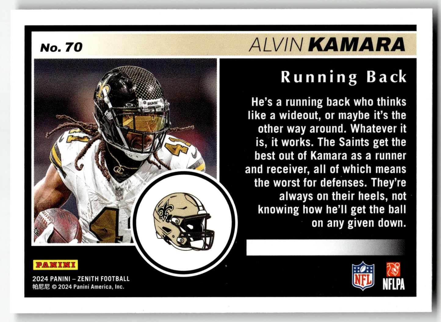 Alvin Kamara - #70 - 2024 Panini Zenith - Panini