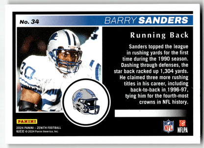 Barry Sanders - #34 - 2024 Panini Zenith - Panini