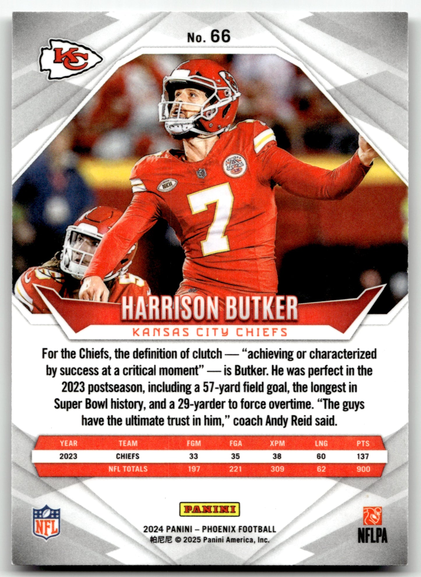 Harrison Butker - #66 - 2024 Panini Phoenix - Panini