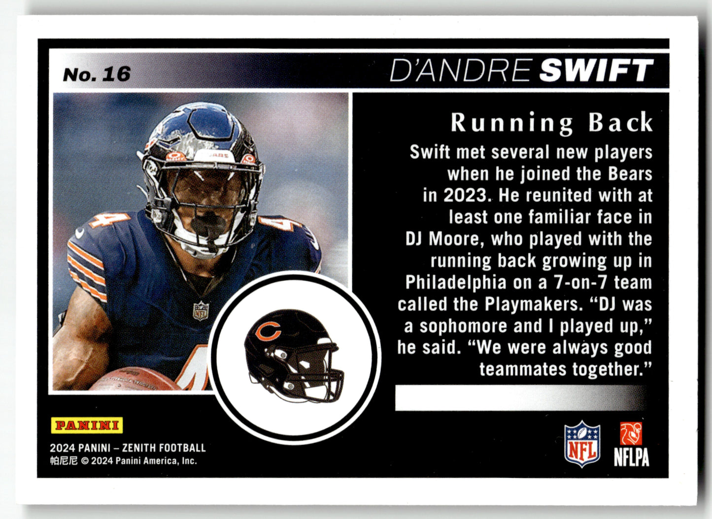 D'Andre Swift - #16 - 2024 Panini Zenith - Panini