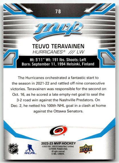 Teuvo Teravainen - #78 - 2022-23 Upper Deck MVP - Upper Deck