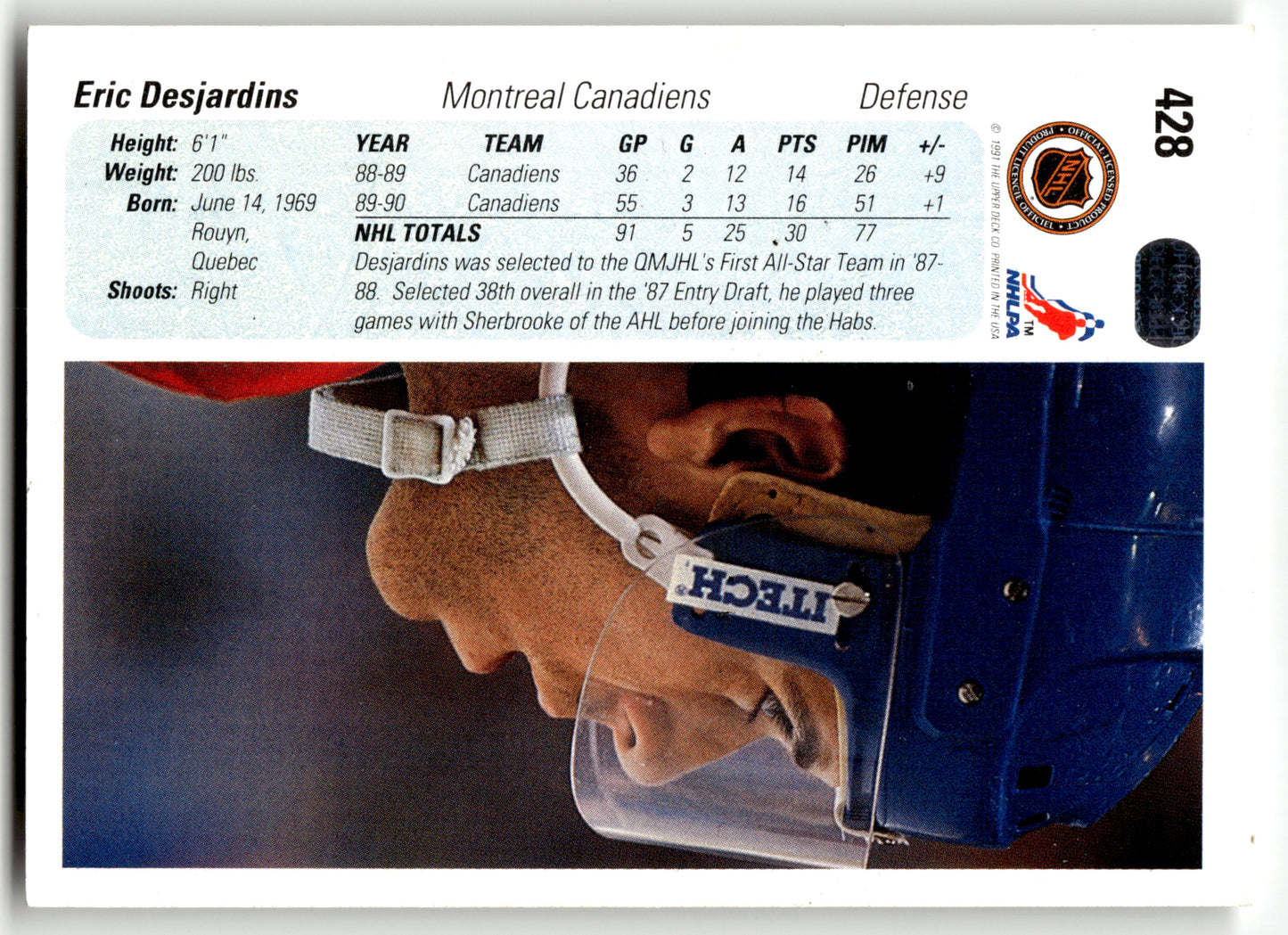 Eric Desjardins - #428 - 1990-91 Upper Deck French - Upper Deck
