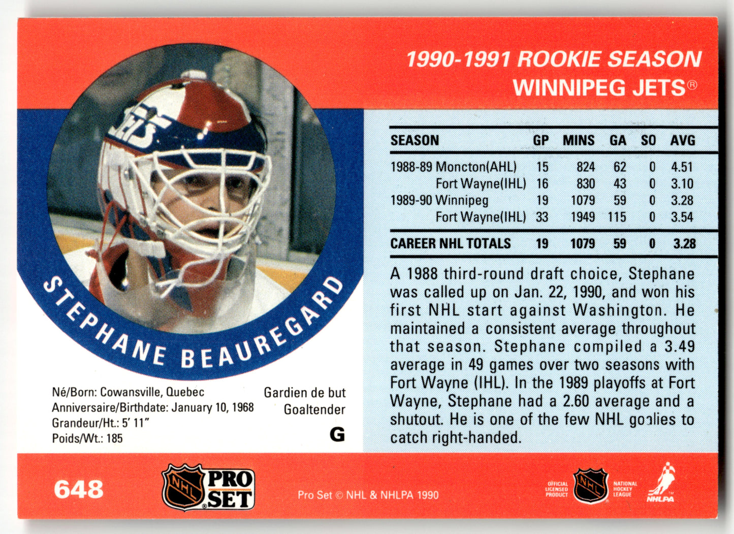 Steph Beauregard - #648 - 1990-91 Pro Set -