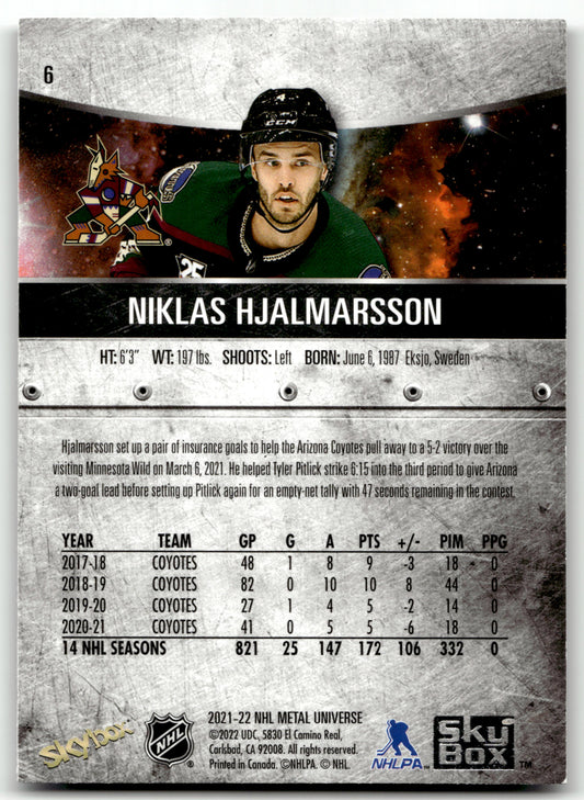 Niklas Hjalmarsson - #6 - 2021-22 SkyBox Metal Universe -