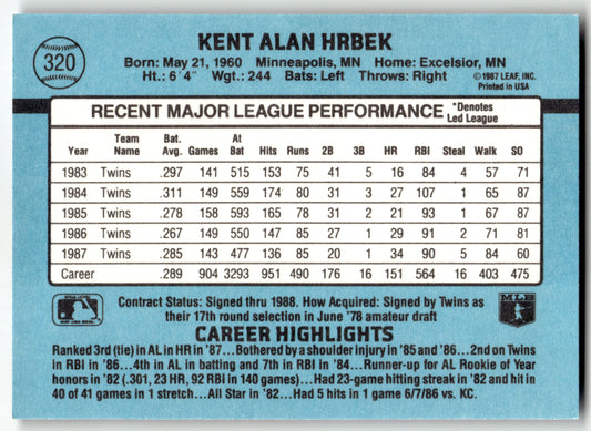 Kent Hrbek - #320 - 1988 Donruss - Donruss