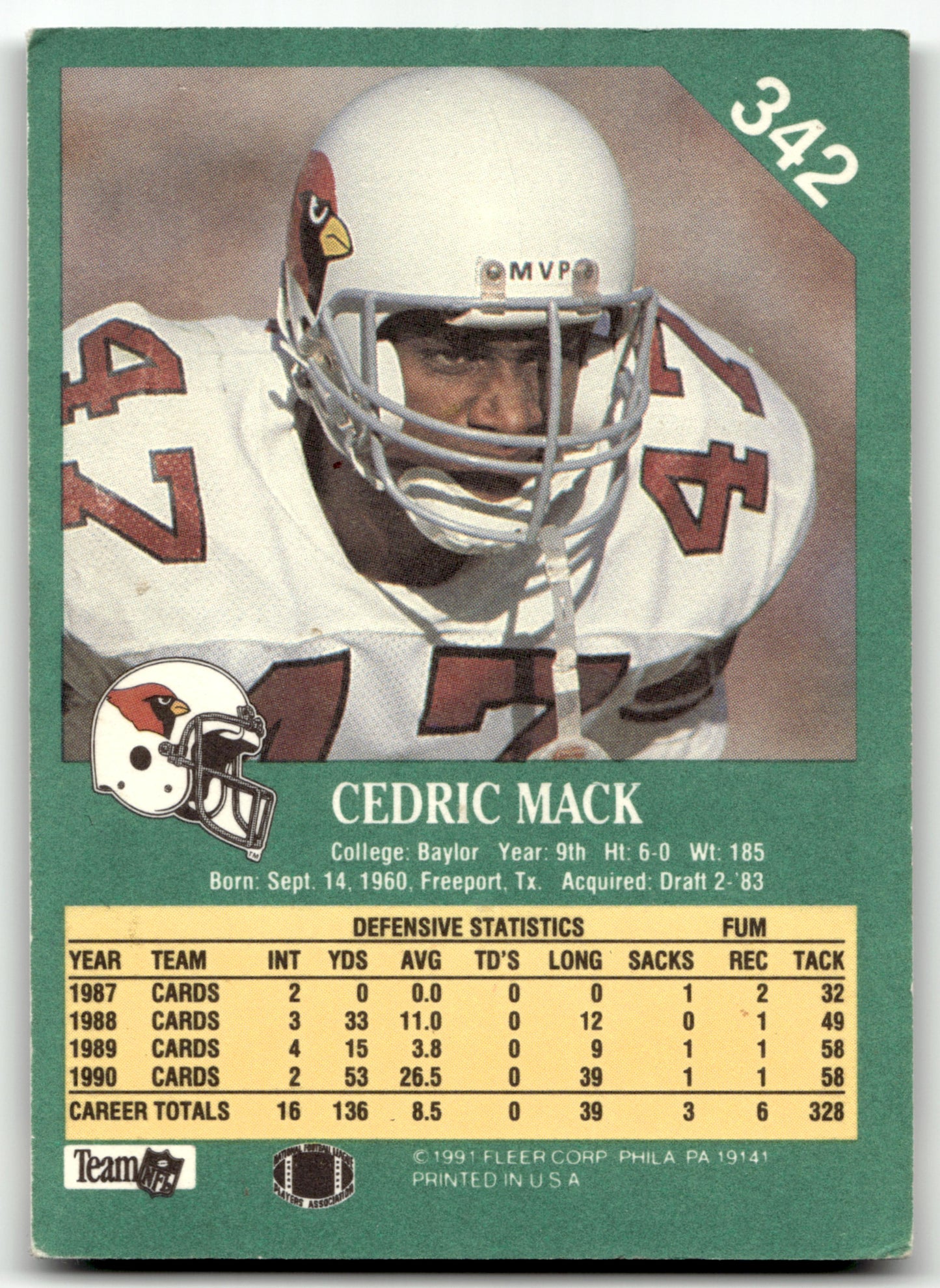 Cedric Mack - #342 - 1991 Fleer - Fleer
