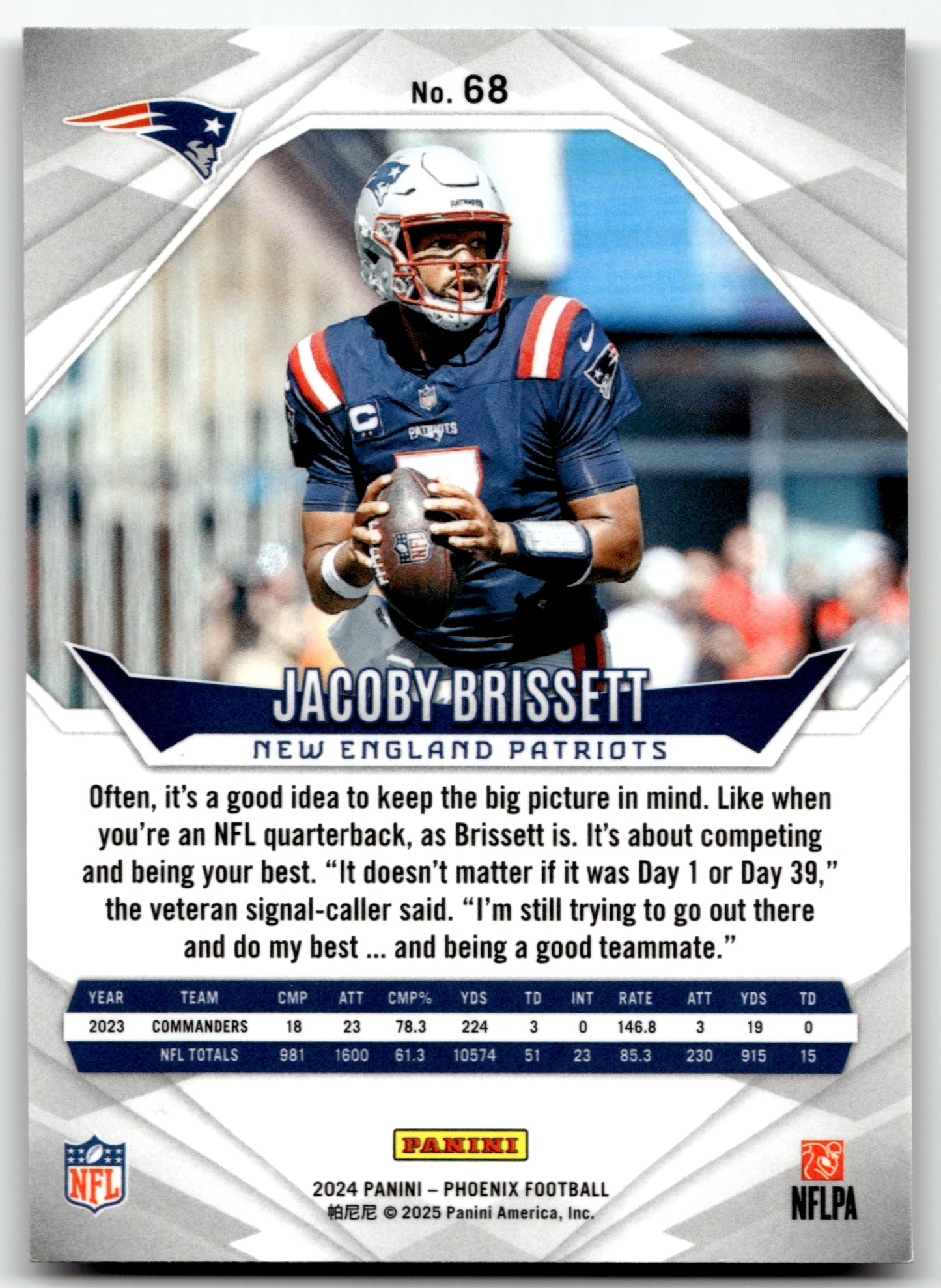 Jacoby Brissett - #68 - 2024 Panini Phoenix - Panini